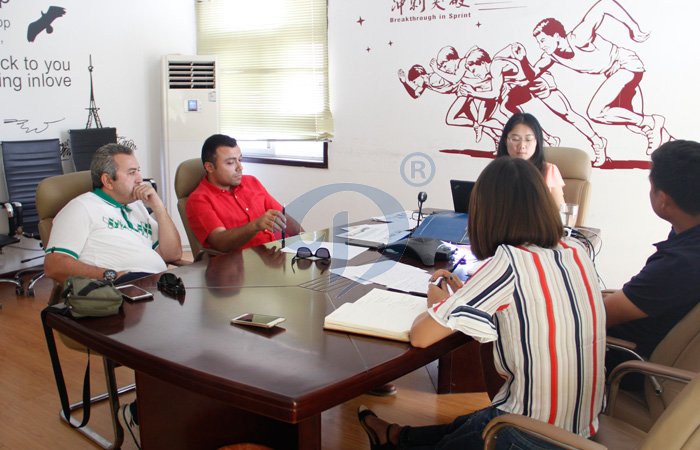 Pakistan client visit our company about cassava processing equipment