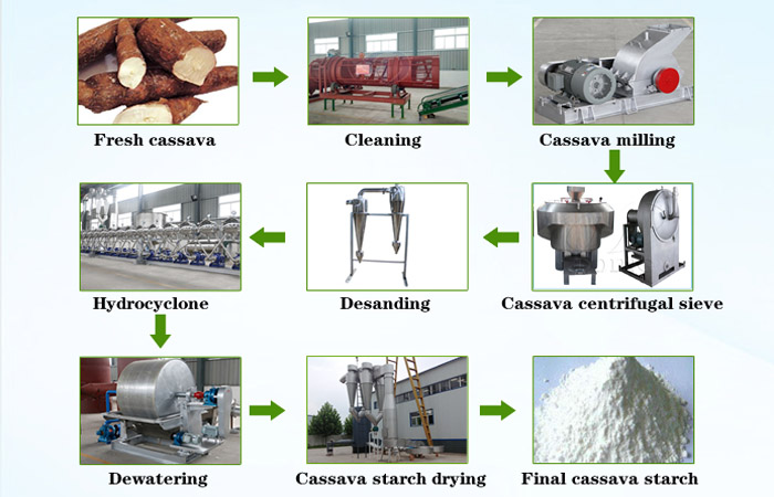 The main process of cassava starch production line