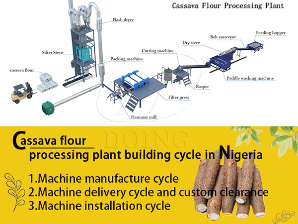 How long will it take to build up tapioca flour processing plant in Nigeria?