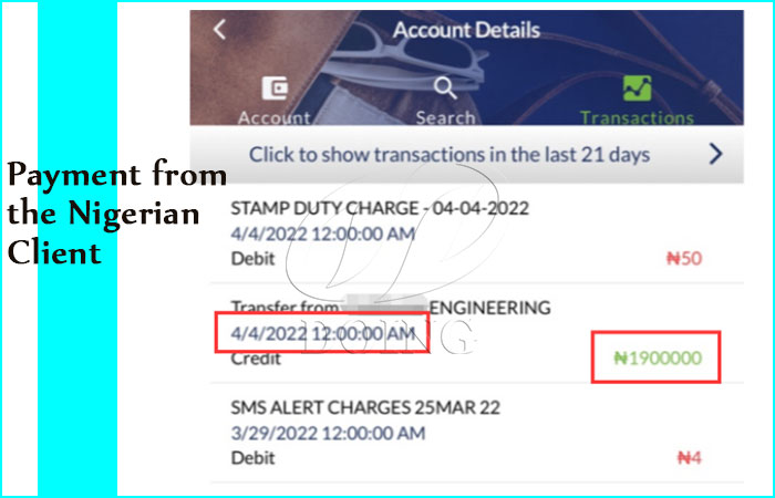 payment of the nigeria client