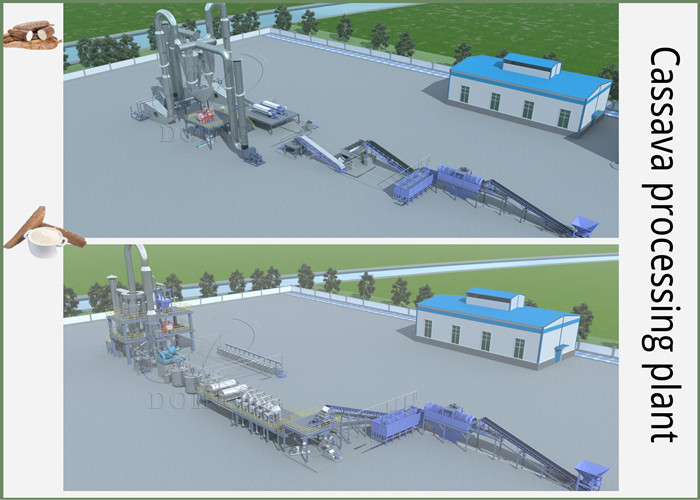 Cassava processing machine and plant