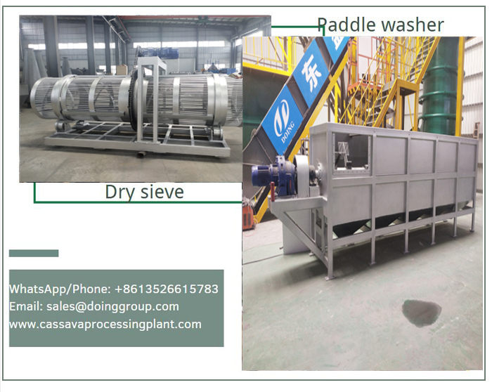 The Dry sieve machine and paddle washer are used in the cleaning section